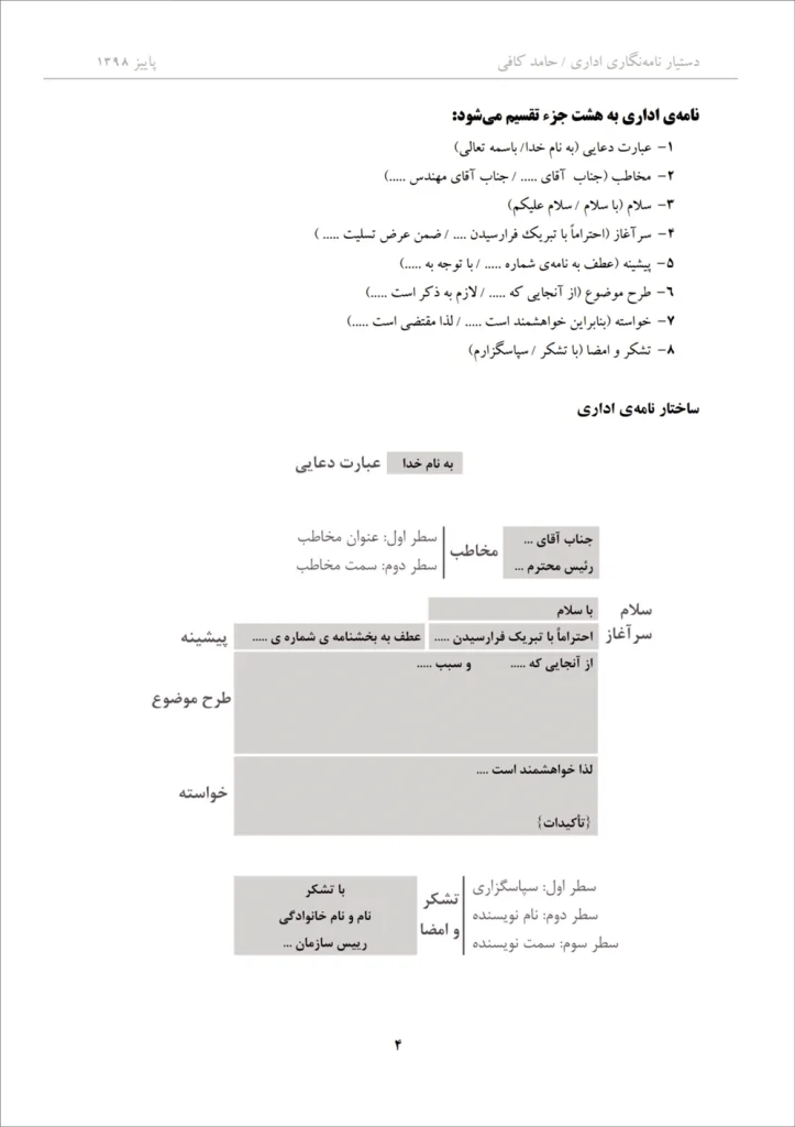 صفحه 4 کتاب دستیار نامه نگاری اداری - ساختار نامه