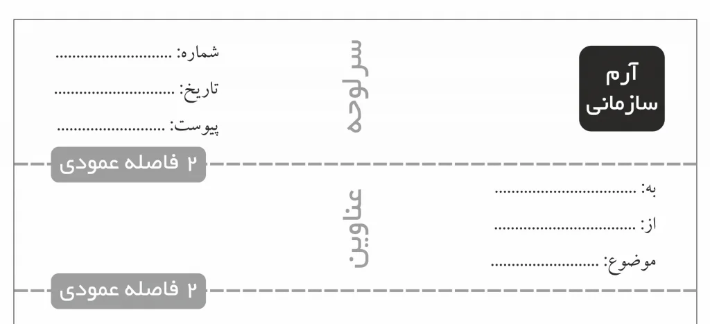 فواصل مربوط به عنوان گیرنده، فرستنده و موضوع نامه